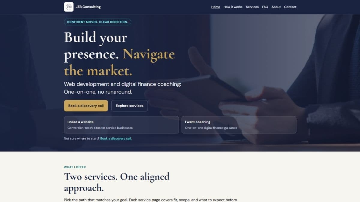 JZB Consulting website hero